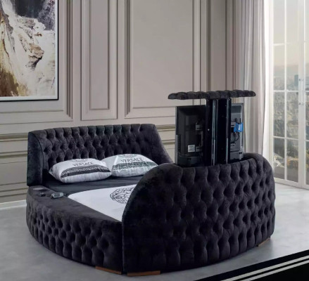 Letto Chesterfield nero Design imbottito Mobili Hotel Lusso Letti Lift Media