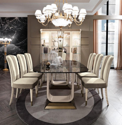 Tavolo Tavolo da pranzo Legno Sala da pranzo Set di sedie 6x Sedie Schienale Gruppo Italia