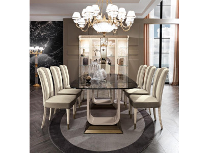 Tavolo Tavolo da pranzo Legno Sala da pranzo Set di sedie 6x Sedie Schienale Gruppo Italia