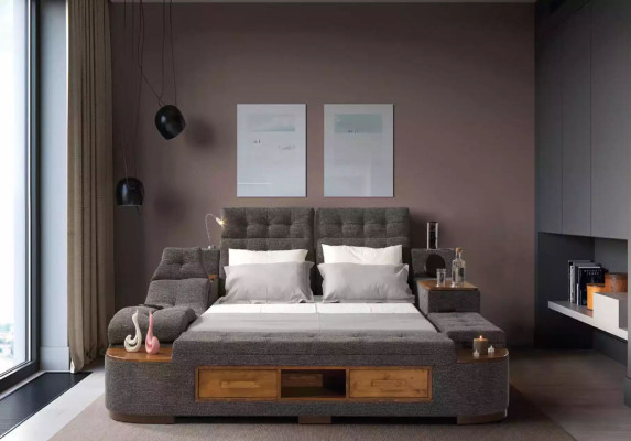 Letto multifunzione Letti matrimoniali Letto moderno Struttura letto Letti 200x200cm Hotel Nuovo