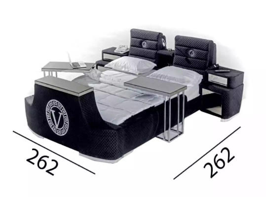 Letto matrimoniale moderno blu Letto matrimoniale di lusso design moderno Struttura del letto nuova