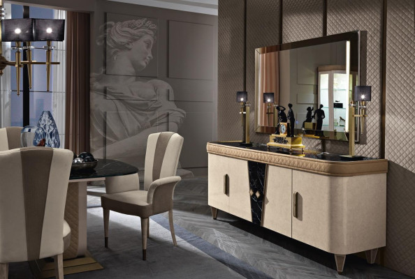 Mobili Comò Armadio Design Lusso Credenza 2 pezzi Comò con specchio Consolle