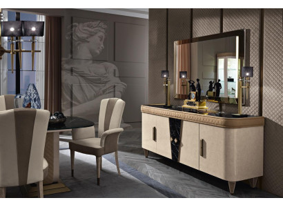 Mobili Comò Armadio Design Lusso Credenza 2 pezzi Comò con specchio Consolle