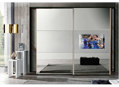 Armadio Armadi Guardaroba Lusso in legno Ante scorrevoli tv con televisore