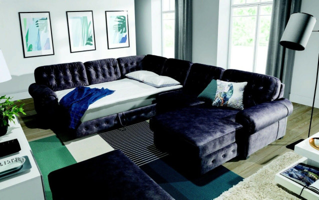 XXL divano imbottito angolare con cuscini letto arredamento soggiorno divani.