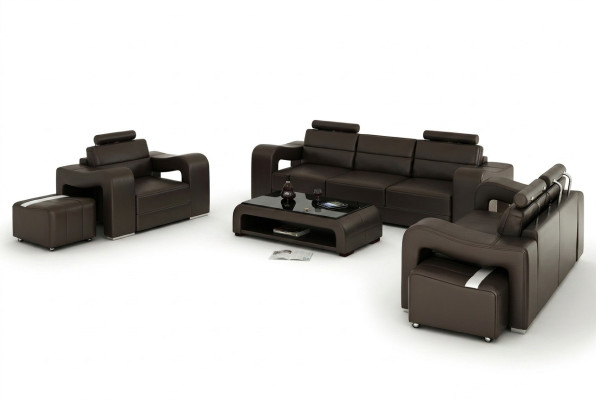 Divano in pelle angolare 3 posti + 2 posti + 1 posto Set design moderno F3008D