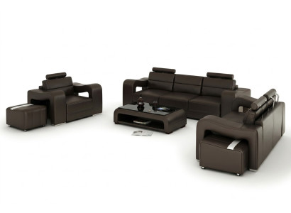 Divano in pelle angolare 3 posti + 2 posti + 1 posto Set design moderno F3008D