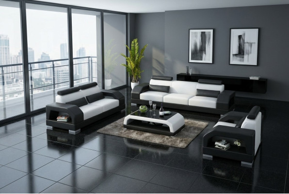 Divano in pelle Divano angolare Composizione 3+2+1 posti Set di divani Design Moderno Divano G8001D