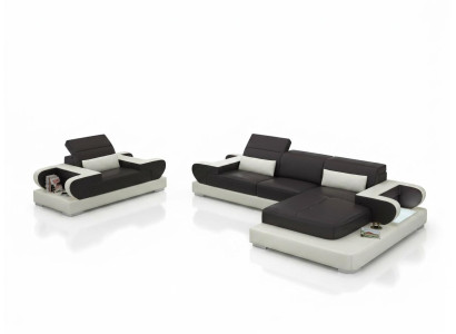 Design XXL Divano ad angolo in pelle Sofa Poltrona Imbottito Paesaggio abitativo G8002E