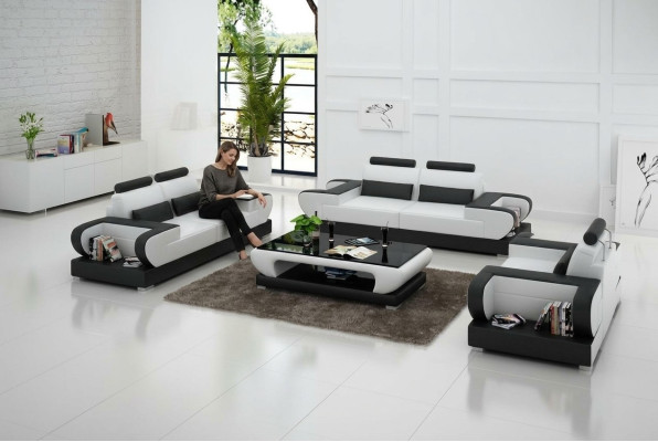Divano in pelle Divano Set soggiorno 3+2+1 Posti Design moderno Divano G8003D