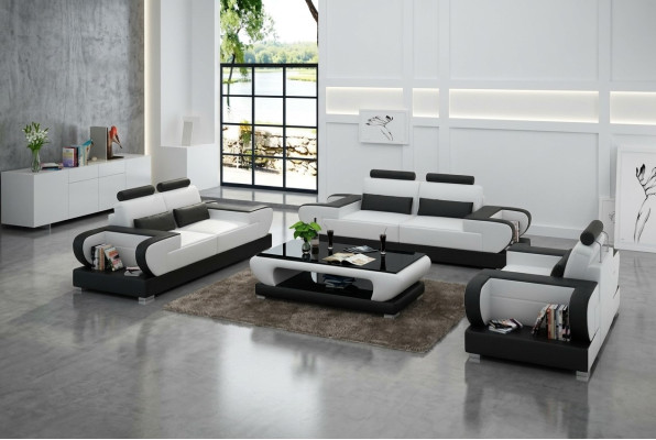 Divano in pelle Divano Set soggiorno 3+2+1 Posti Design moderno Divano G8003D