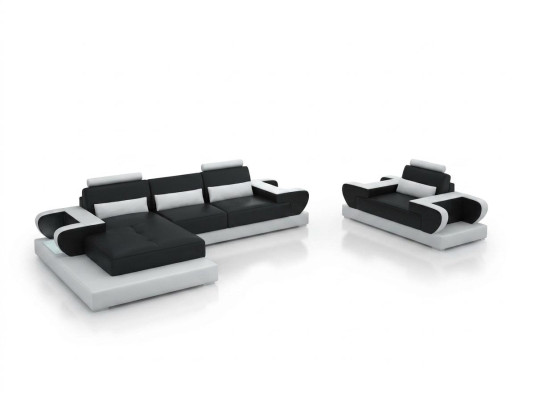 Design XXL Divano angolare in pelle Divano Divano Cuscino Angolo Soggiorno Paesaggio G8003E
