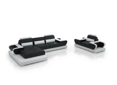 Design XXL Divano angolare in pelle Divano Divano Cuscino Angolo Soggiorno Paesaggio G8003E