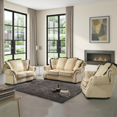 Classico divano in pelle, divano, set di divani, divani, divanetti, set di divani, imbottitura 3+2