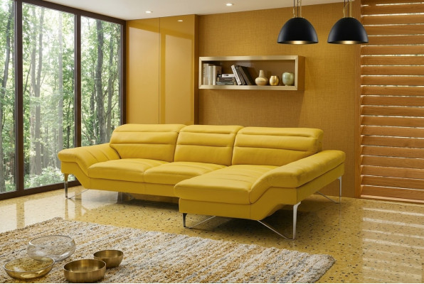 Designer divano multifunzione angolare in pelle imbottito, nuovo.