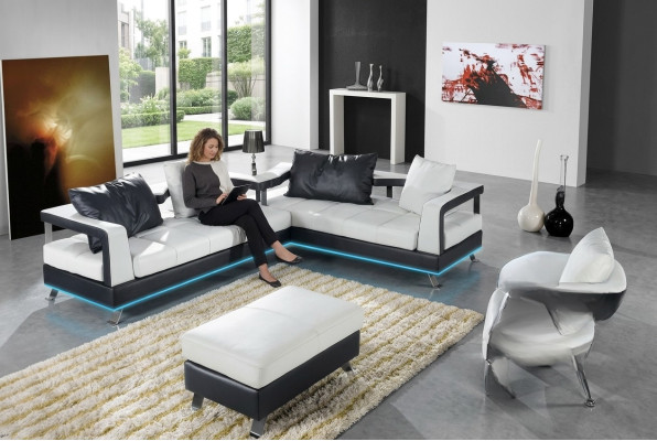Divano in pelle Divano Angolare Composizione Salotto Angolare Divano Angolare Design Moderno Nuovo
