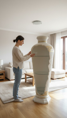 XXL Medusa Stile Antico Vetrina Bar Vaso da Pavimento Armadio Colonna a Vetrina 153cm Nuovo