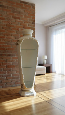 XXL Medusa Stile Antico Vetrina Bar Vaso da Pavimento Armadio Colonna a Vetrina 153cm Nuovo