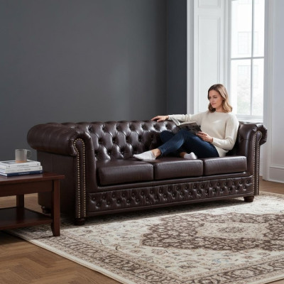 Chesterfield Set di divani divano 3+1+1 divano poltrona set divani divani Yorki nuovo