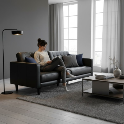 Design moderno Chesterfield Set divano divano imbottito in pelle 3+2 nuovi