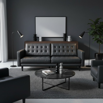 Design moderno Chesterfield Set divano divano imbottito in pelle 3+2 nuovi