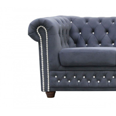 Chesterfield Set di divani in pelle con cristalli imbottiture 3+2 divano