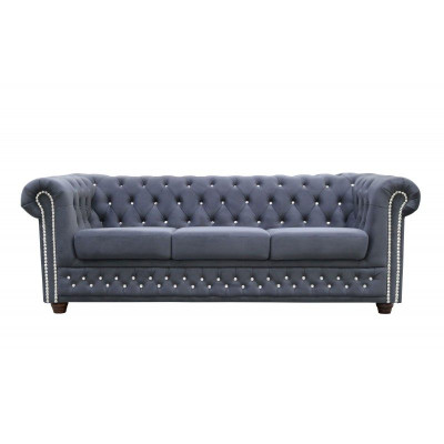 Chesterfield Set di divani in pelle con cristalli imbottiture 3+2 divano