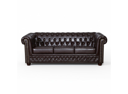 Chesterfield Set Divano Poltrona Design in Pelle Tessuto Suite 3+2 Sofa