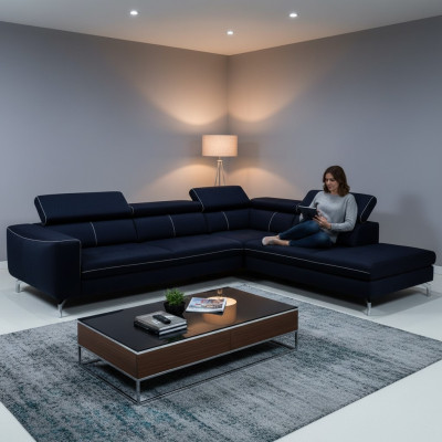 XXL Divano angolare cuscini seduta imbottiti soggiorno divano letto set salotto divani