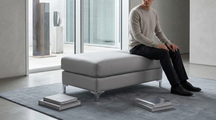 XXL Club Poggiapiedi Lounge Panca Ottomana Pufa ´Textile Ottoman Designer