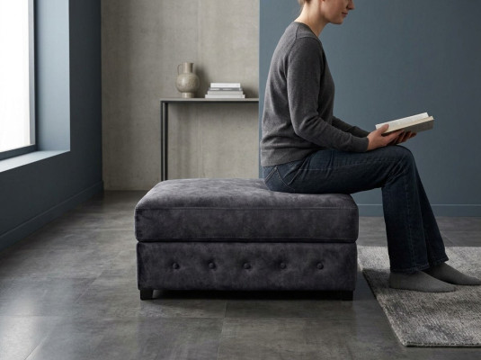XXL Club Pouf Poggiapiedi Club Lounge Sgabello in Pelle Pouf Design Tessile