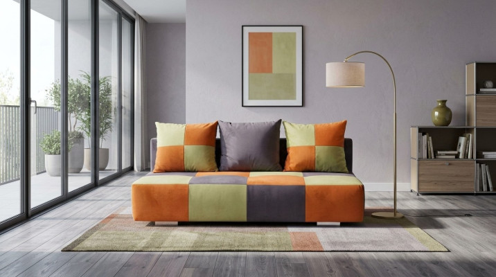 Ultracompatto moderno divano letto a 3 posti per la vostra casa in stile Art Nouveau