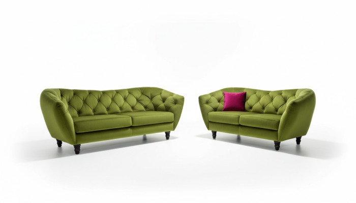 Chesterfield 3+2 posti divano in tessuto imbottito divano set Design