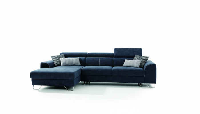 Tessuto Divano Divano Imbottito Angolo Design Set Blue Living Textile