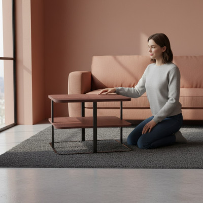 Tavolino da salotto design tavolo di servizio tavoli tavoli in legno di design elegante rettangolare S3