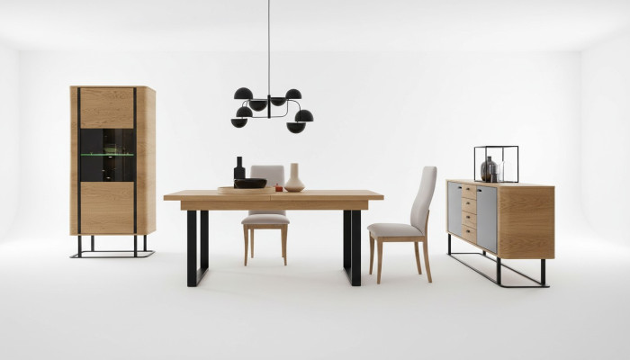 Set di mobili da soggiorno di alta qualità Vetrina + Tavolo da pranzo + Madia.