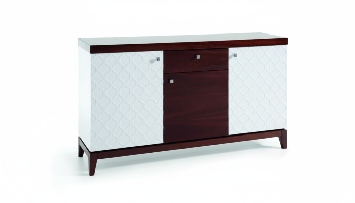 Mobile bianco del progettista con cassetti - cassettiera - credenza - mobili decorativi in legno.