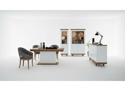 Set composto da 4 pezzi: 1 vetrina, 2 comodini, 1 tavolo da pranzo. Design nuovo per soggiorno e sala da pranzo.   Set composto da 4 pezzi: 1 vetrina, 2 comodini, 1 tavolo da pranzo. Nuovo design per soggiorno e sala da pranzo.