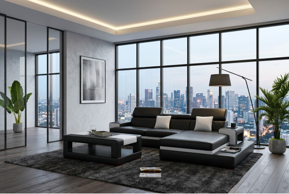 XXL divano in pelle ad angolo design grande divano imbottito set seduta angolare