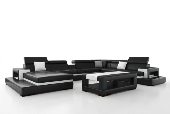 XXL Divano in pelle ad angolo Design Grande divano Poltrona angolo decorazione mobilio