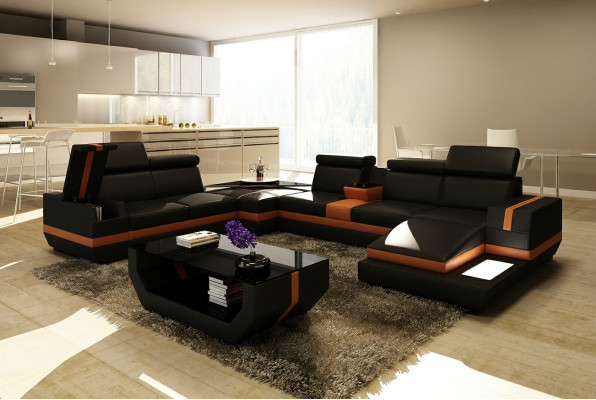 Divano in pelle Divano Paesaggio abitativo a forma di U Design Moderno Divano angolare Design 5099