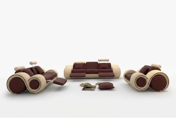 Design del set di imbottitura per soggiorno, divano in pelle, divanetto.