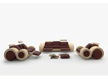 Design del set di imbottitura per soggiorno, divano in pelle, divanetto.