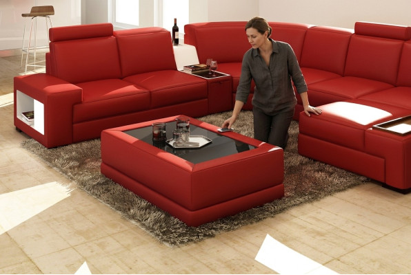 Tavolini da salotto di lusso in pelle Polser, design per soggiorno, tavolino da salotto.
