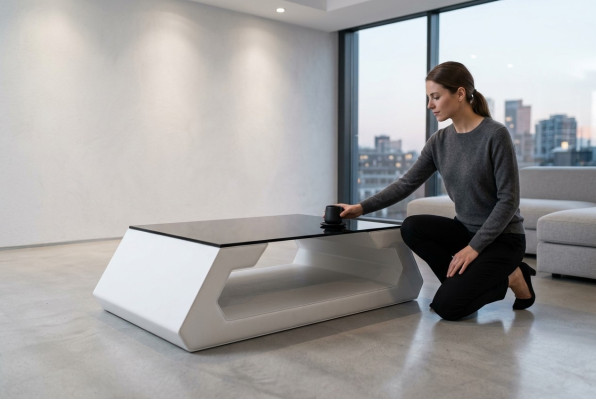 Tavolino da salotto Design Soggiorno Vetro Pelle Divano Tavolo di servizio Caffè