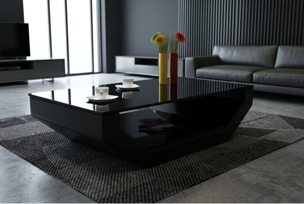 Design Space Tavolo in vetro e pelle di lusso per soggiorno Tavolino divano Tavolini auxiliari