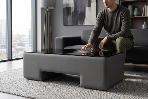 Pelle design caffè imbottito divano tavolo salotto tavoli in vetro