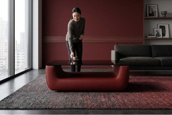 Tavolo in vetro Design Tavoli Moderni Divano da Salotto in Pelle Soggiorno Tavolino