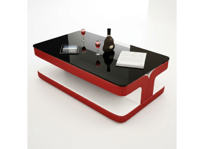 Tavolino da salotto in pelle con design salotto in vetro e caffè imbottito.