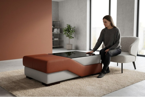 Designer Tavolo in vetro Tavolo Imbottito Moderno Soggiorno Divano in Pelle Sofa